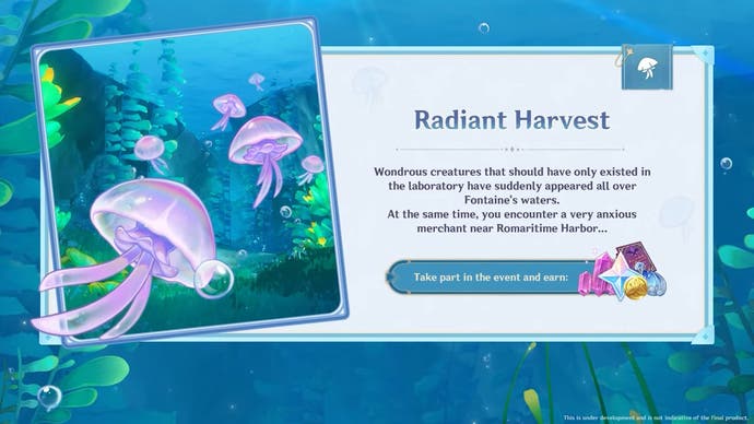 description of the radiant harvest storyline with artwork of violet jellyfish