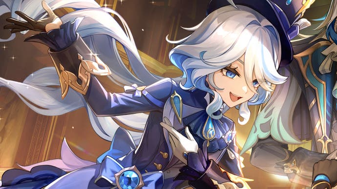 cropped image focusing on furina in the official artowkr for version 4.0