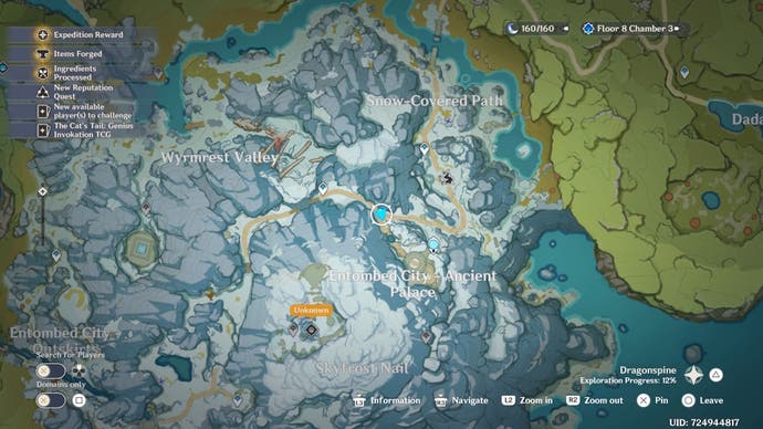 Kartenaussicht auf den Eingang zum alten Palastgebiet der Gegend der Stadt