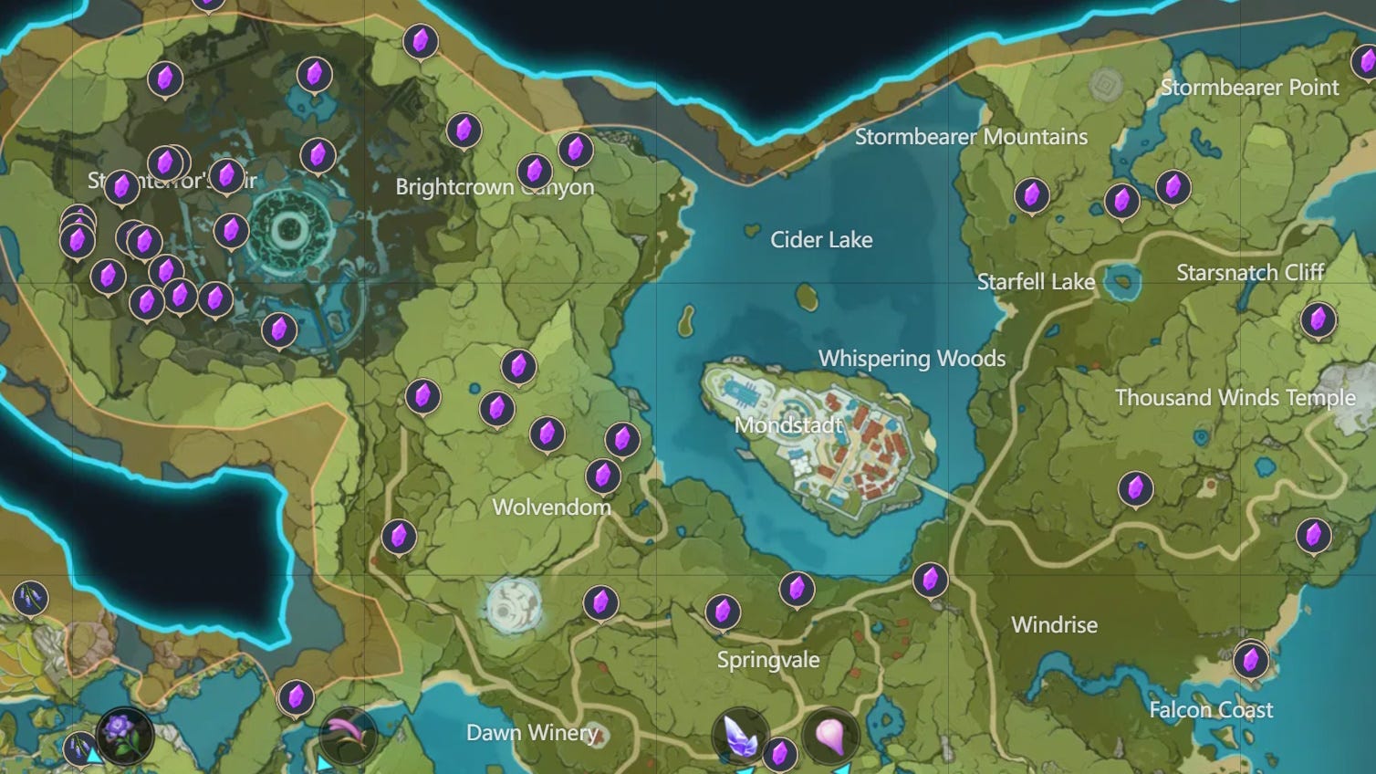 Genshin Impact purple Teyvat product locations