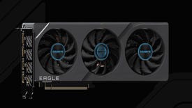 The Gigabyte GeForce RTX 4060 Ti Eagle graphics card, on a black and grey background.