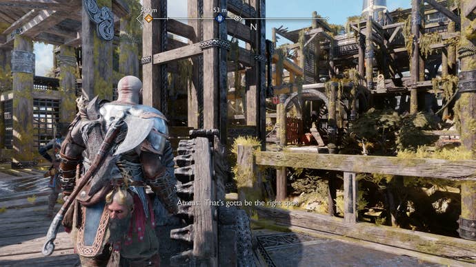 The correct position of the lift wheel on Althjof's Rig in God of War Ragnarok