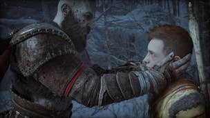 Kratos and Atreus share a quiet moment in God of War Ragnarok