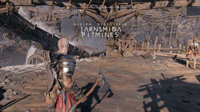 Kratos entering Jarnsmida Pitmines in God of War Ragnarok