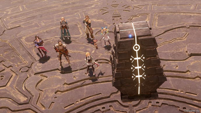 Granblue Fantasy Relink muestra al grupo frente a un objetivo de misión.
