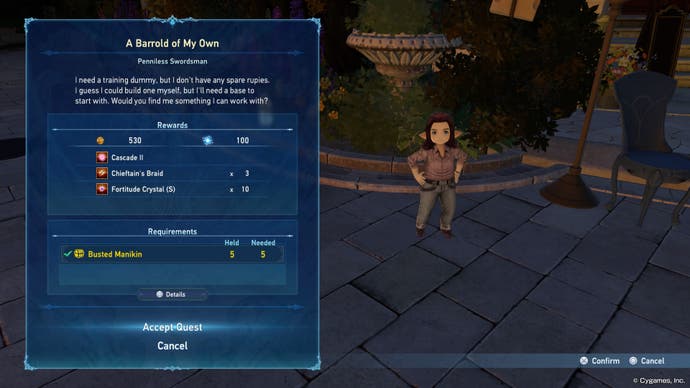 Captura de pantalla de Granblue Fantasy Relink que muestra las demandas de las misiones secundarias.