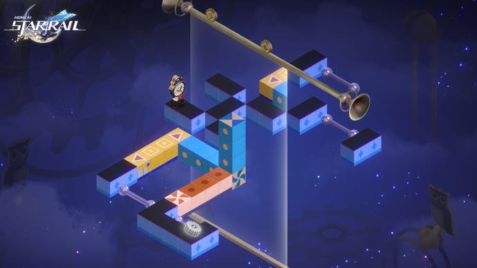 Hanus Gefängnis -Break -Event Puzzle Gameplay, das eine Cartoonuhr aus der Top -Down -Perspektive in Honkai Star Rail 2.0 kontrolliert