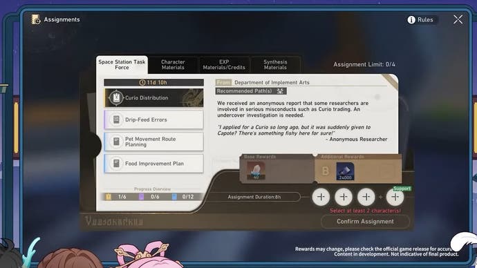 Nabídka přiřazení zobrazující přiřazení událostí pracovní skupiny