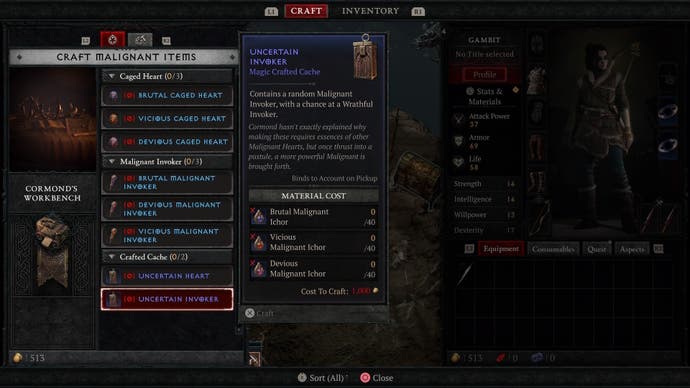 Das Workbench -Menü von CorMond, um einen unsicheren Invoker zu erstellen