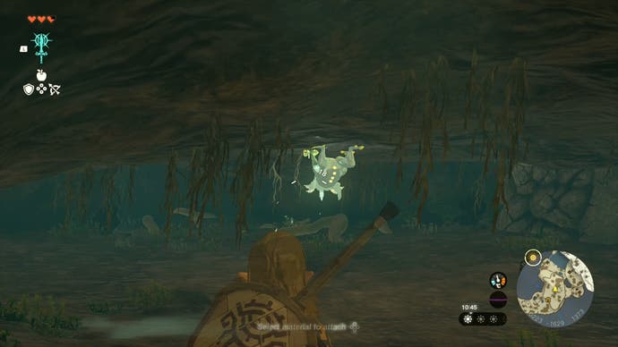 Image showing Link approaching an enemy at the Pondside Cave in The Legend of Zelda: Tears of the Kingdom.