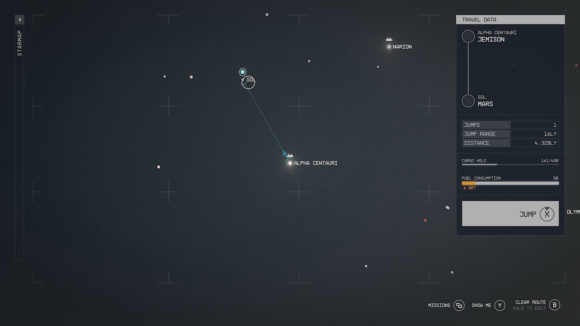 Menú de mapa estelar que resalta el sistema estelar solar.