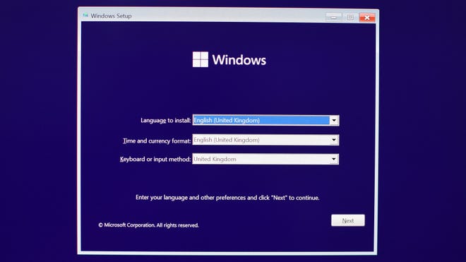 Step 2 of how to install Windows: save and exit the BIOS and your PC should reboot to the Windows installation screen. Click ‘Next’, then ‘Install now’.