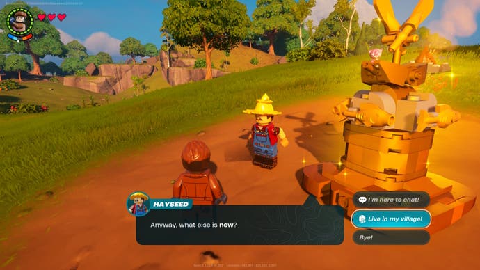 talk to Lego Hayseed with the option to invite him to the selected village, while standing next to a golden object in the village square