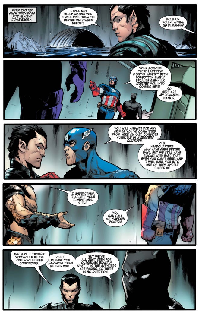 Captain America gives Namor conditions for rejoining the Avengers