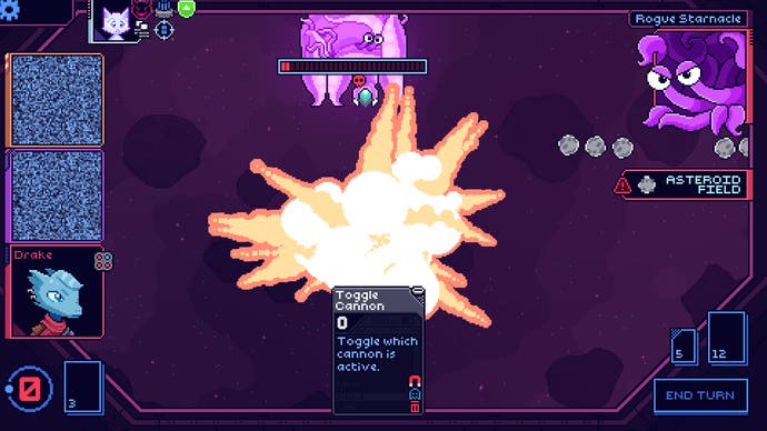 Cobalt Core screenshot showing the player’s ship dramatically exploding.
