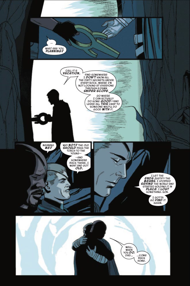 Nick Fury says goodbye to his son as he departs the Marvel Universe.