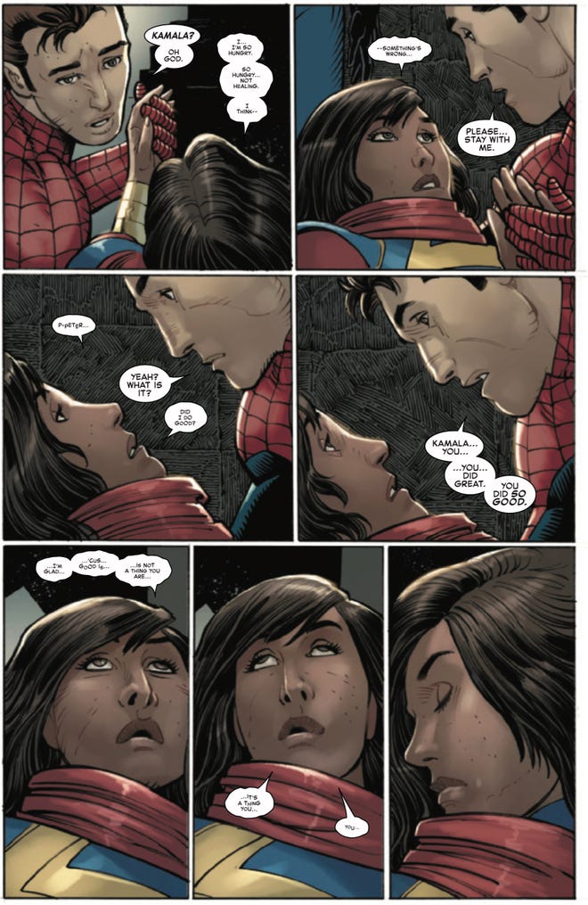 Kamala Khan dies in Spider-Man's arms