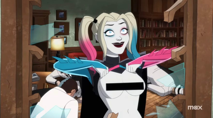 Harley Quinn plays peekaboo