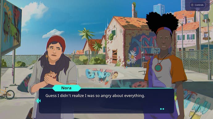 Harmony The Fall of Reverie review - screenshot showing Nora talking to Jade