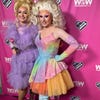 Cheryl Hole and Blu Hydrangea on the pink carpet of RuPaul's Drag Race UK season 5