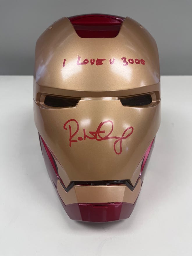 Iron Man helmet signed by Robert Downey Jr.