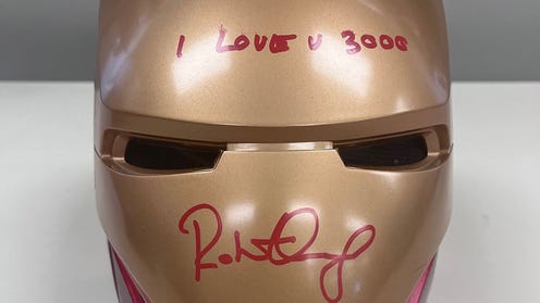 Iron Man helmet signed by Robert Downey Jr.
