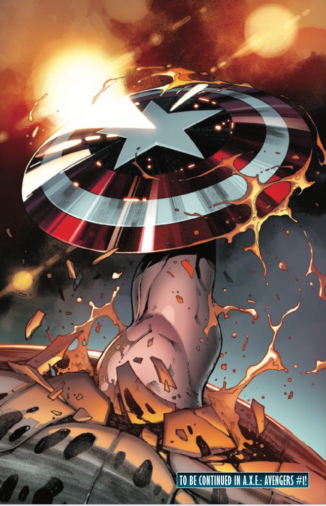 Interior page featuring Captain Americas shield