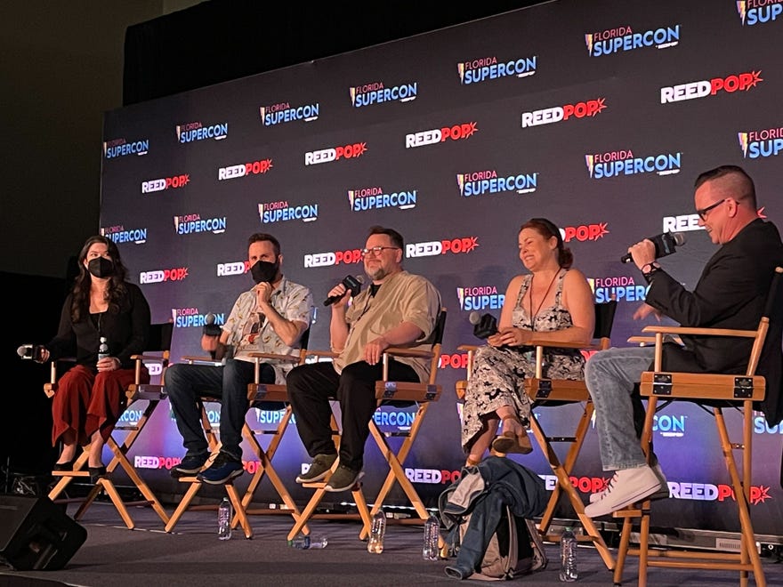Image of voice actors on panel