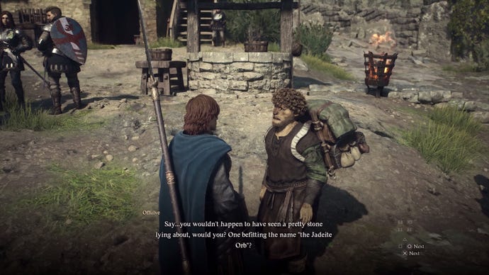 Two people in conversation about the location of a "pretty stone"