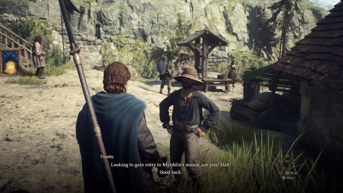 Two people in conversation about sneaking into some wizard's mansion
