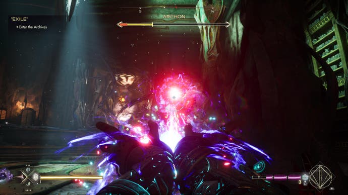 Screenshot from Immortals of Aveum showing you firing your ultimate-style laser beam