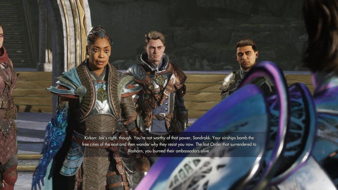 Screenshot from Immortals of Aveum showing a group conversation