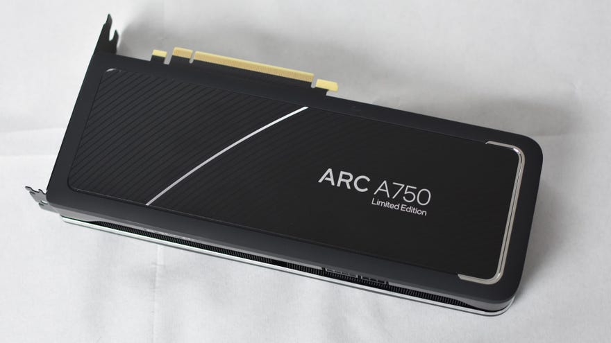 The Intel Arc A750 Limited Edition graphics card on a white background.
