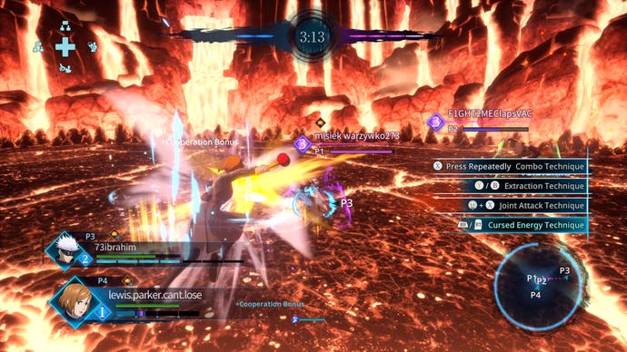 Jujutsu Kaisen: Cursed Clash screenshot of Kugisaki and Gojo in an online battle