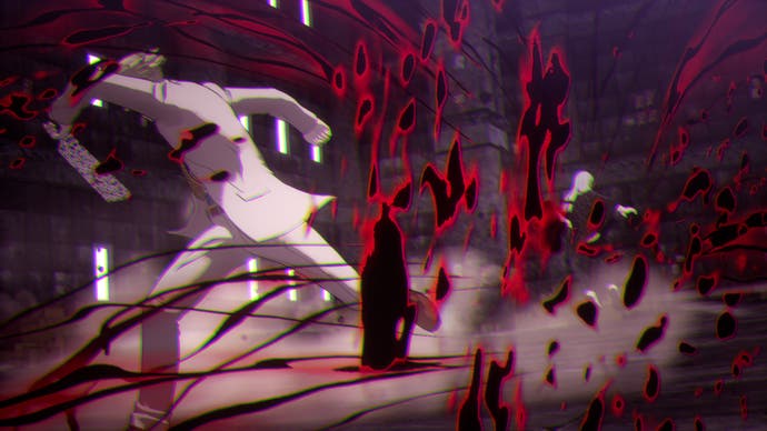 Jujutsu Kaisen: Cursed Clash screenshot of Nanami hitting Mahito with his cursed tool