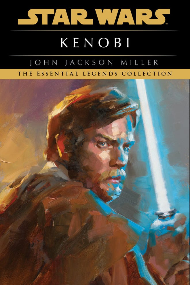 Cover of Kenobi novel, depicting Ewan McGregor as Obi-Wan Kenobi wielding a lightsaber