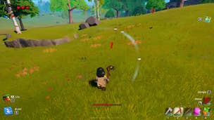 The player attacks a spider in LEGO Fortnite