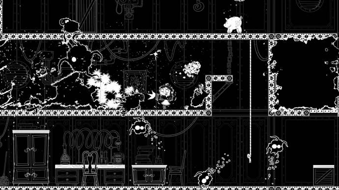 ictoria Bloom is clearing a room of darkness and fighting the monsters inside of it in Eyes in the Dark.