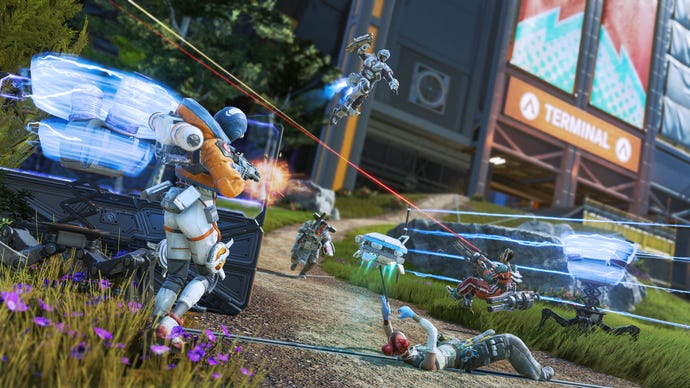 Wattson deploys her new doual pylons ability to help a fight in Apex Legends Season 20.