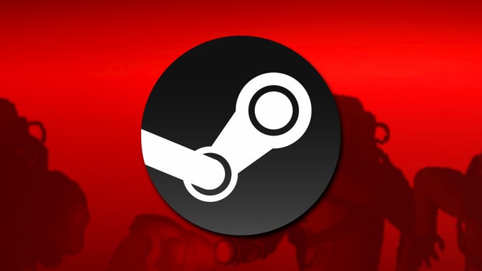 Логотип Steam расположен поверх официального изображения Lethal Company