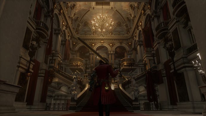 Pinocchio looks up at Estella Opera House in Lies Of P.