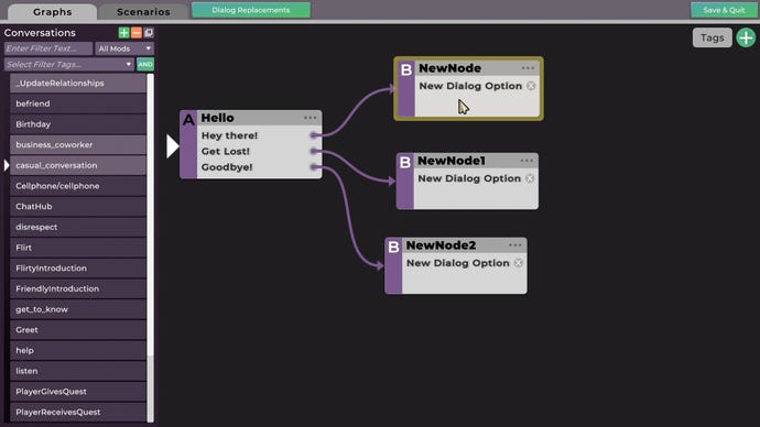 A scripting tool for conversations in Life By You