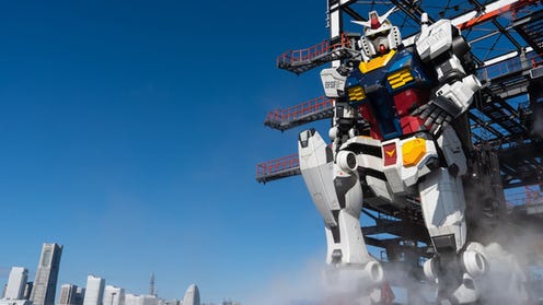 Life-sized Gundam statue kneeling down