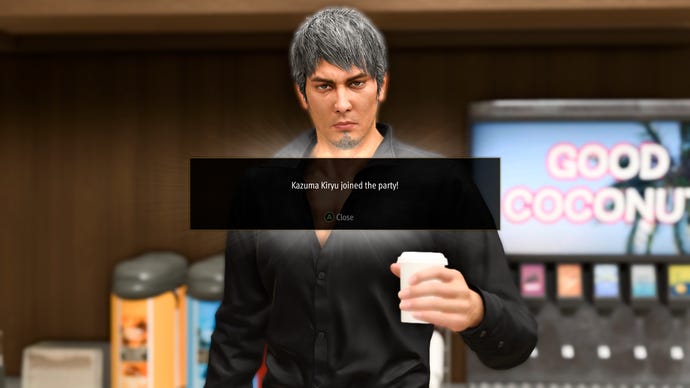 A stoic Kiryu joins Ichiban's party in Like a Dragon: Infinite Wealth.