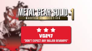 A review header for Metal Gears Solid Master Collection, Volume 1. 3 star review score, with text reading: "don't expect any major revamps".