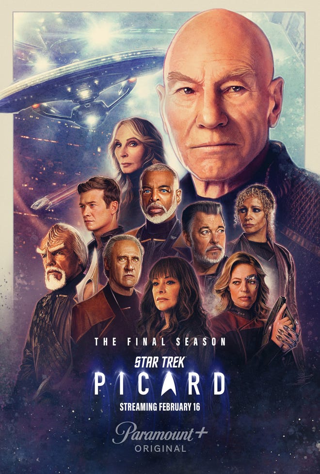 Illustrated poster featuring characters from Picard