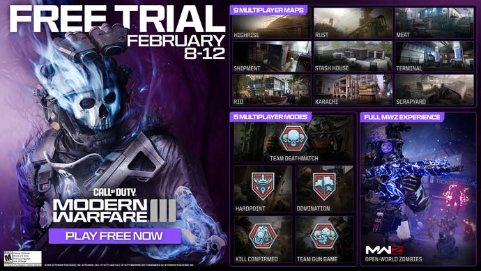 Infographic on Modern Warfare 3 Season 2 free trial