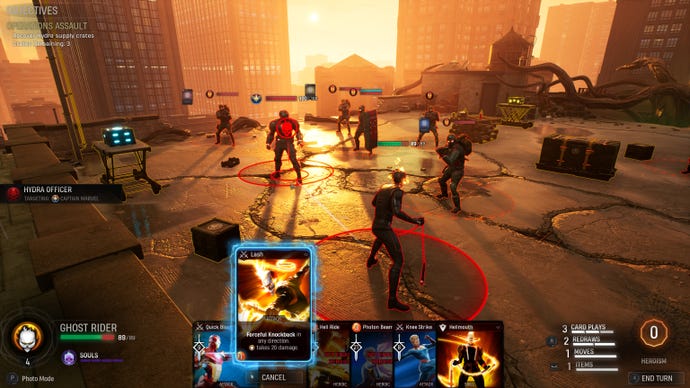 Marvel heroes and Hydra goons collide on a rooftop in Marvel's Midnight Suns