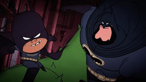 Batman and Damian Wayne in Merry Little Batman