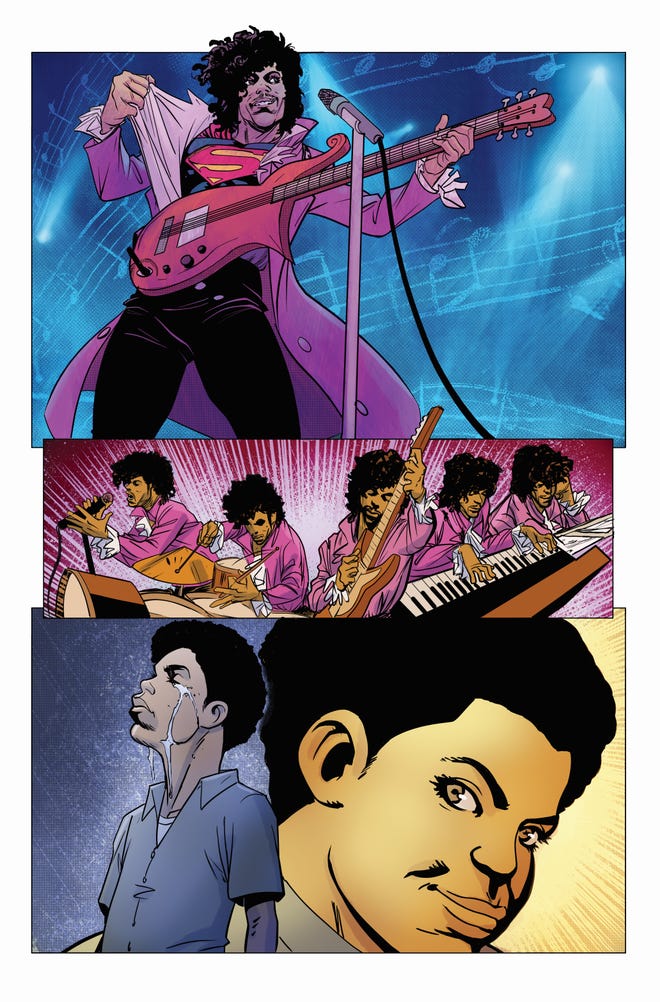 An interior comics page featuring Prince